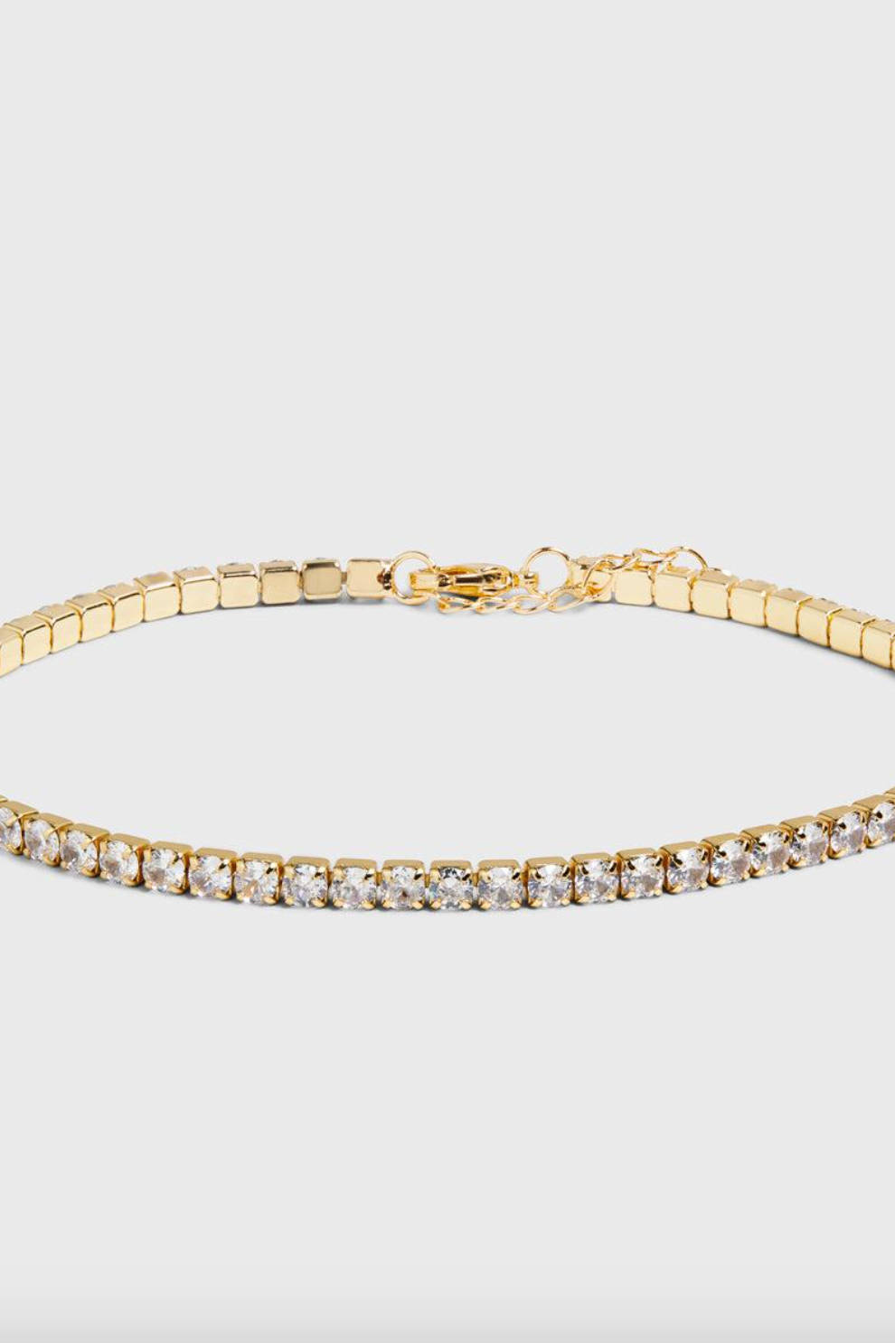 Thin Tennis Anklet Gold